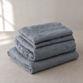Stonewashed linen sheet set in Dusk, folded