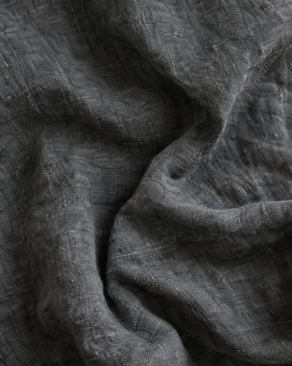 Close-up of Charcoal stonewashed linen