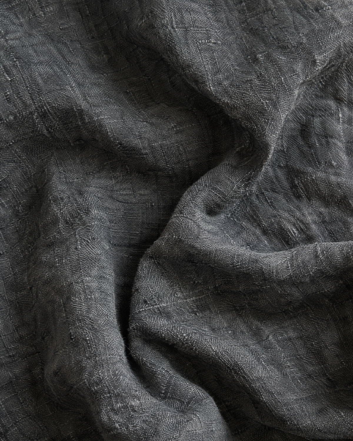 Close-up of Charcoal stonewashed linen