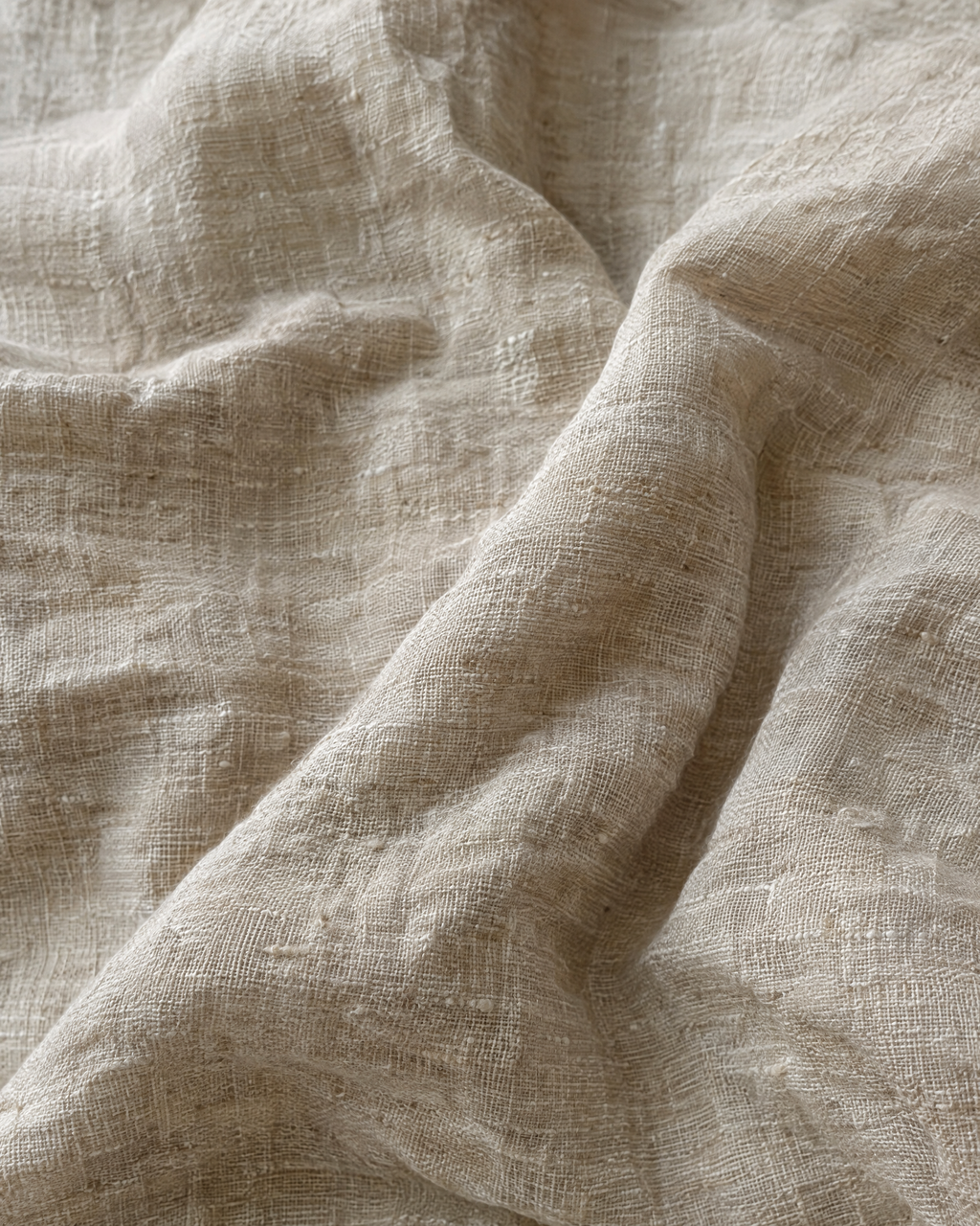 Close-up of Oat stonewashed linen